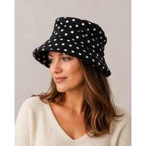 Lillie & Cohoe Womens Size 1 Cloche Hat Black White Polka Dot Canada Streetwear